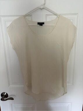 Metaphor Lightweight Cream Short Sleeve Scoop Neck Blouse